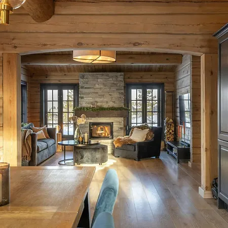 Modern Log With Hot Tub And Sauna Veggli