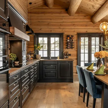 Modern Log With Hot Tub And Sauna * Veggli