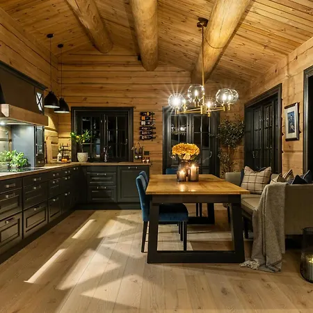 Modern Log With Hot Tub And Sauna